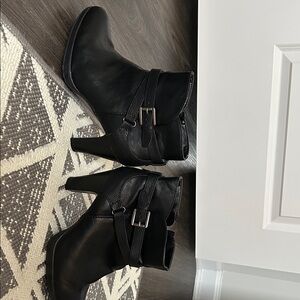 Rialto Black Heeled Boots with Buckle Detail